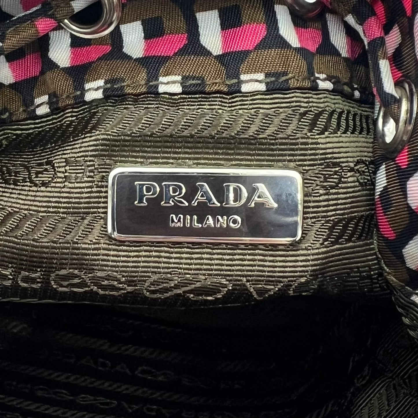 Prada Multicolor Printed Tessuto Small Drawstring Bucket