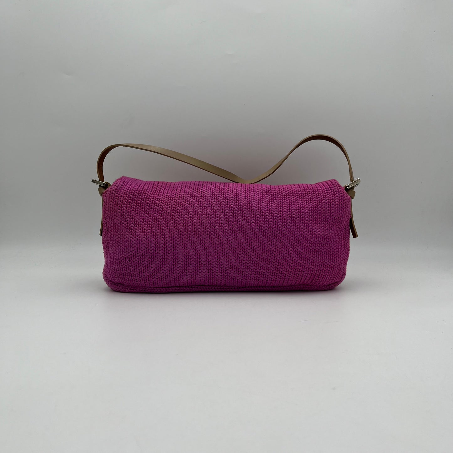 Fendi Fuchia Knitted Flap Baguette