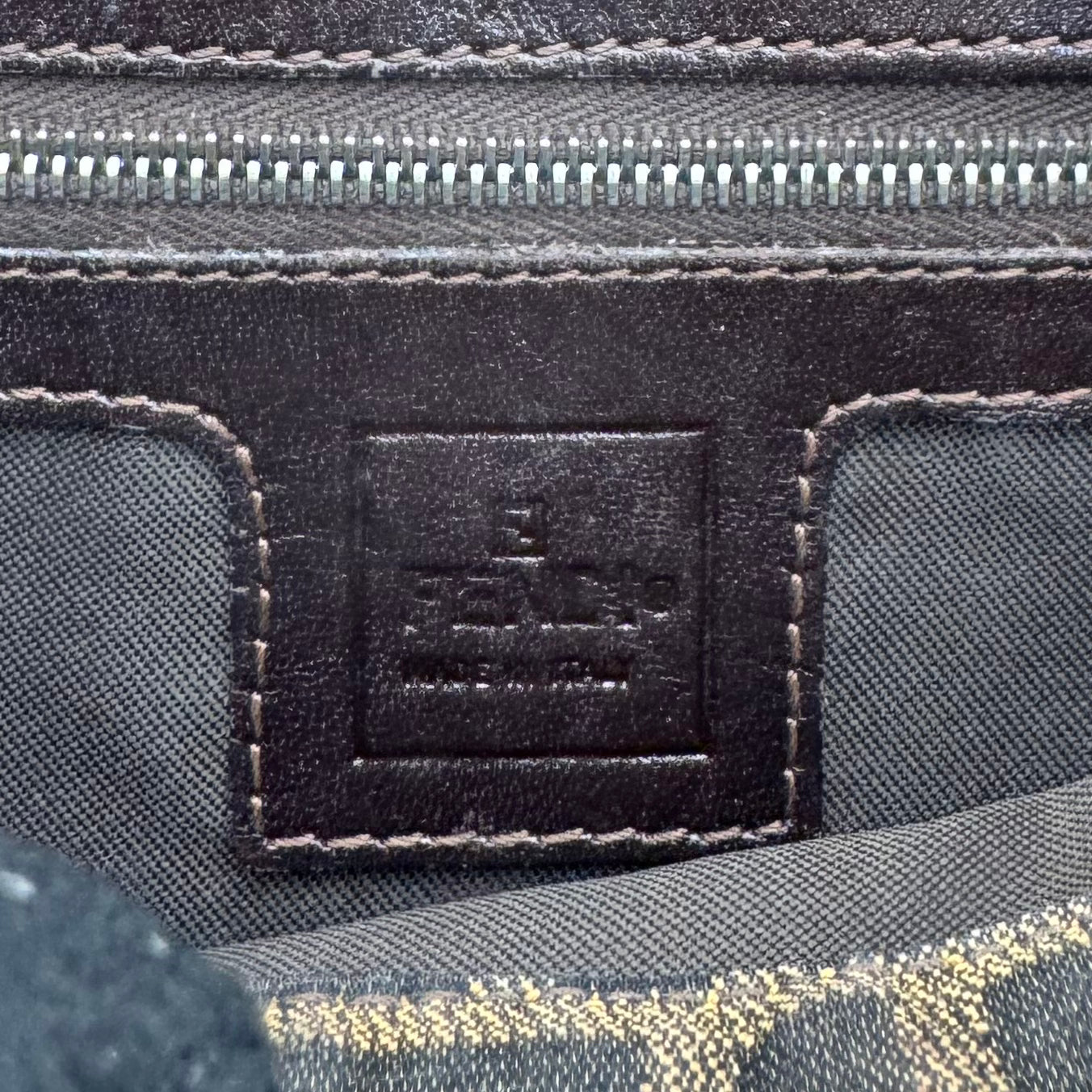 Fendi Tobacco Zucca Double Flap Baguette