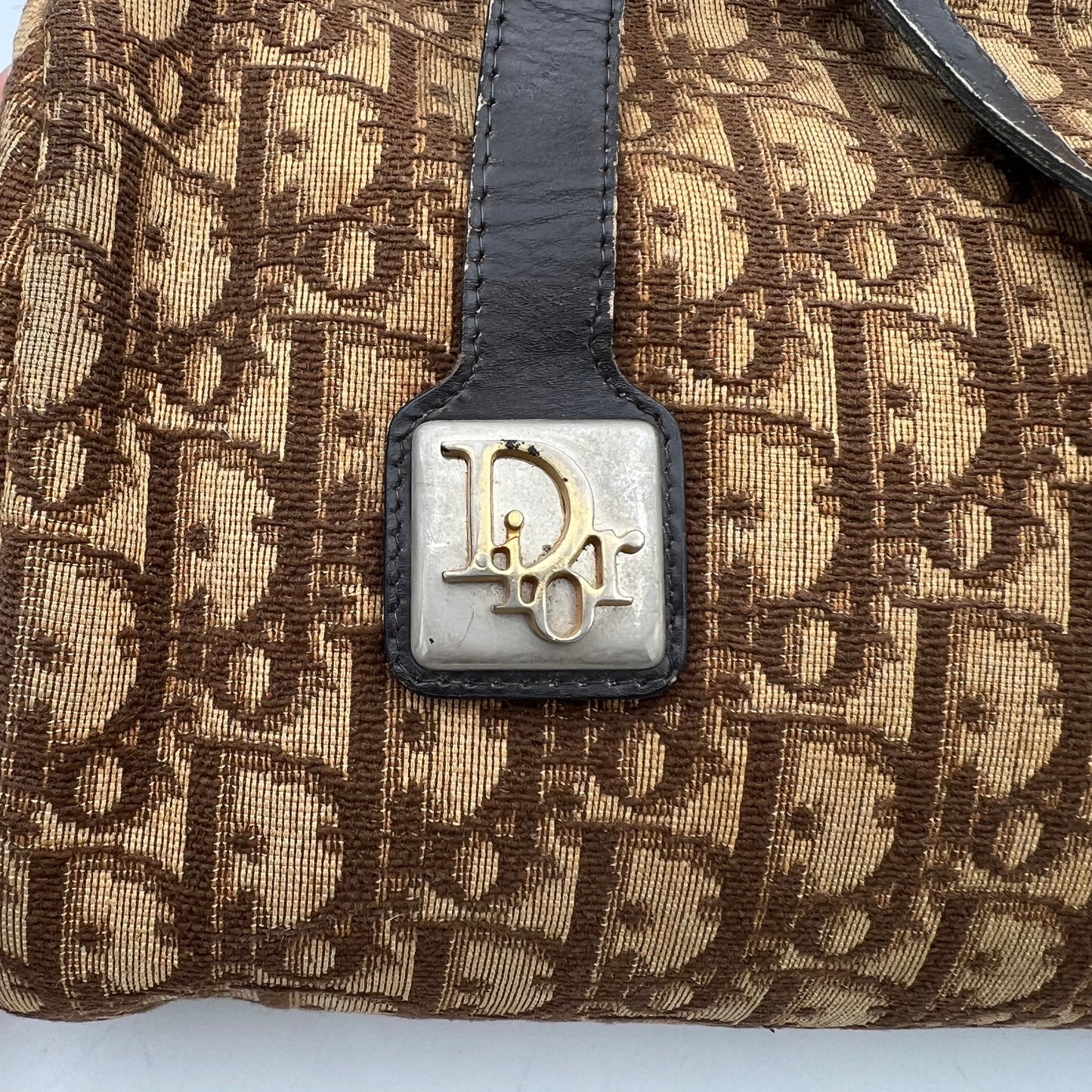 Christian Dior Vintage Brown Trotter Barrel Handbag