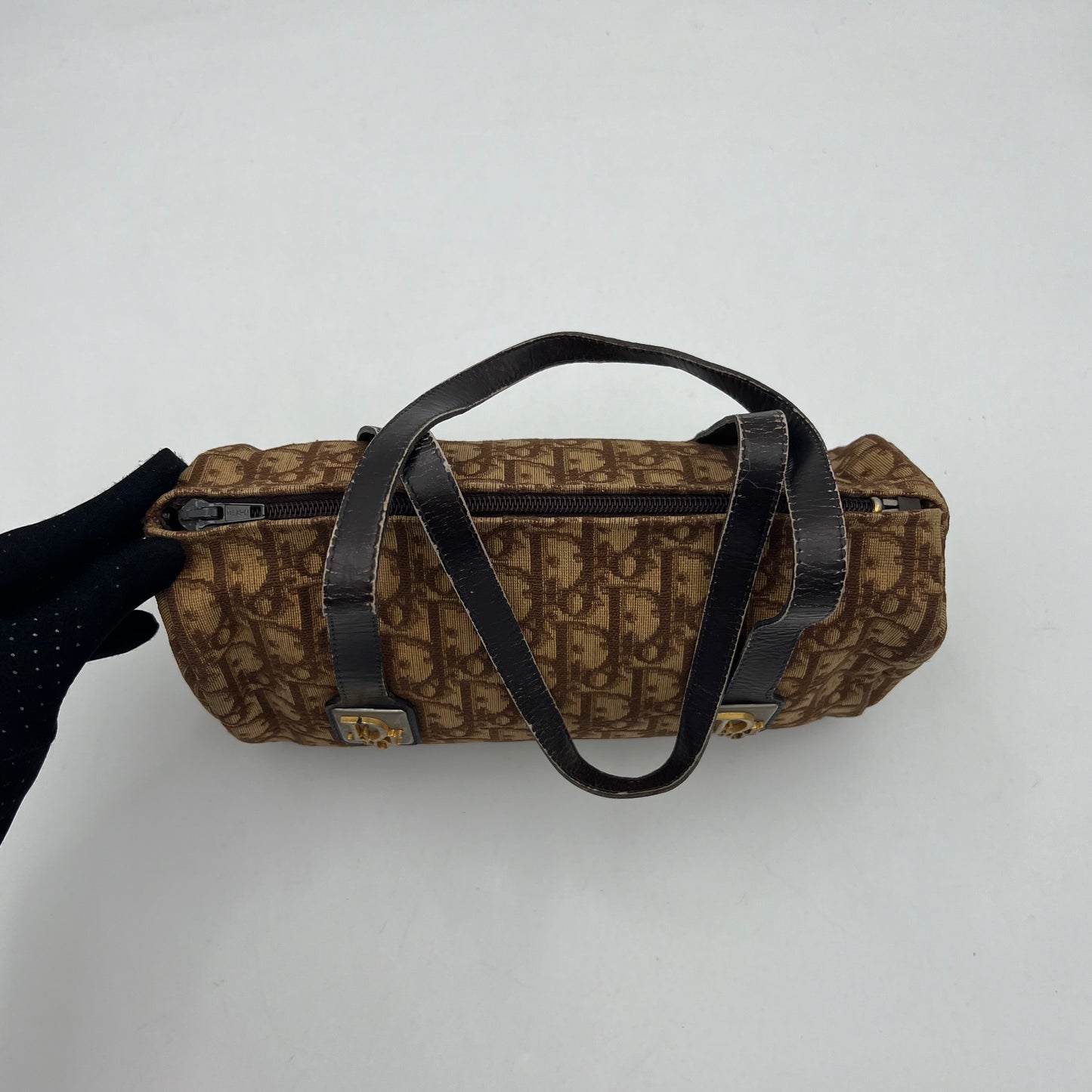 Christian Dior Vintage Brown Trotter Barrel Handbag