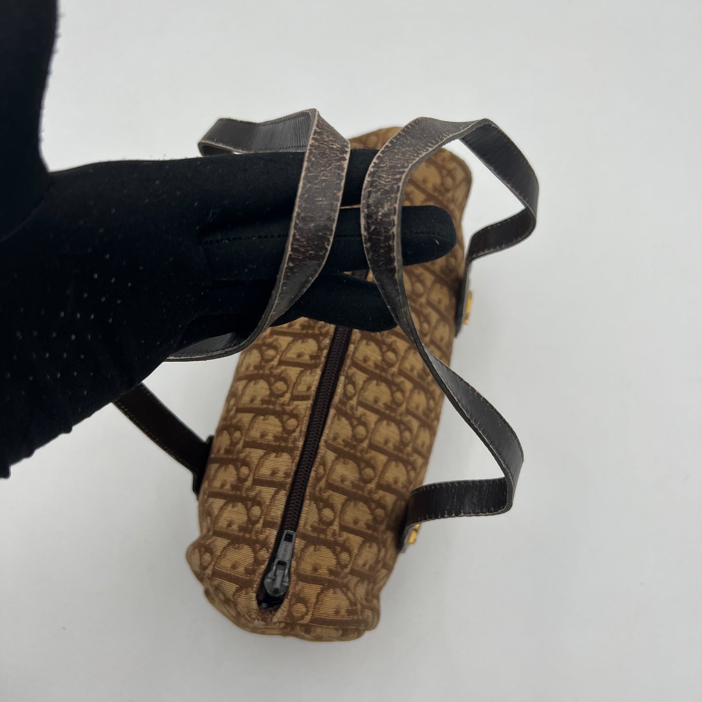 Christian Dior Vintage Brown Trotter Barrel Handbag