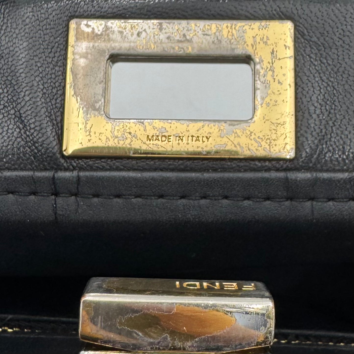 Fendi Black Leather Mini Peekaboo With Sling