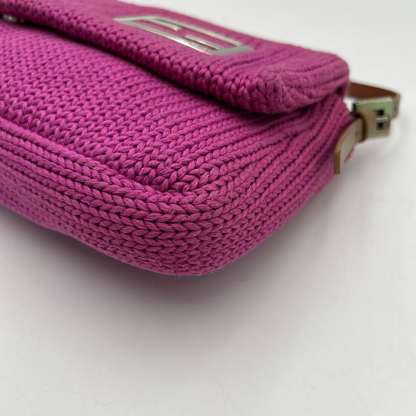 Fendi Fuchia Knitted Flap Baguette