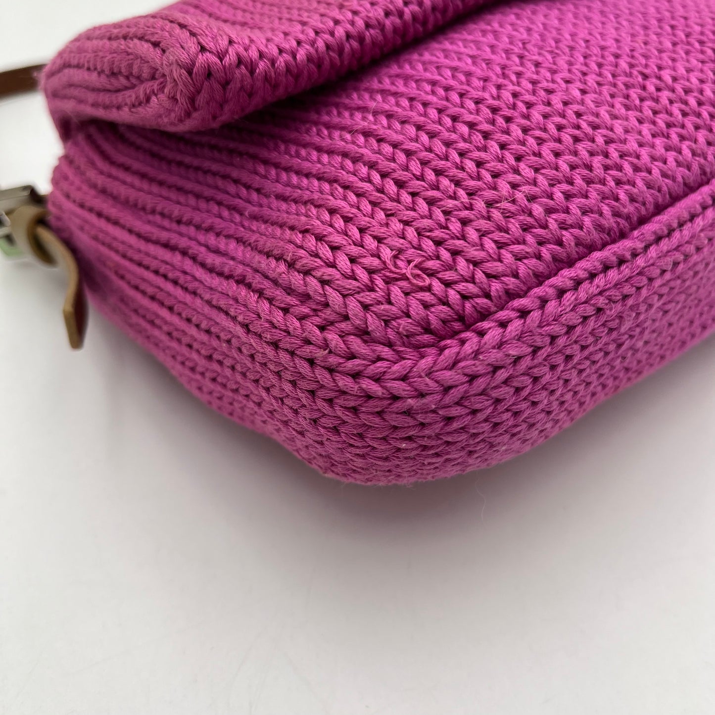 Fendi Fuchia Knitted Flap Baguette
