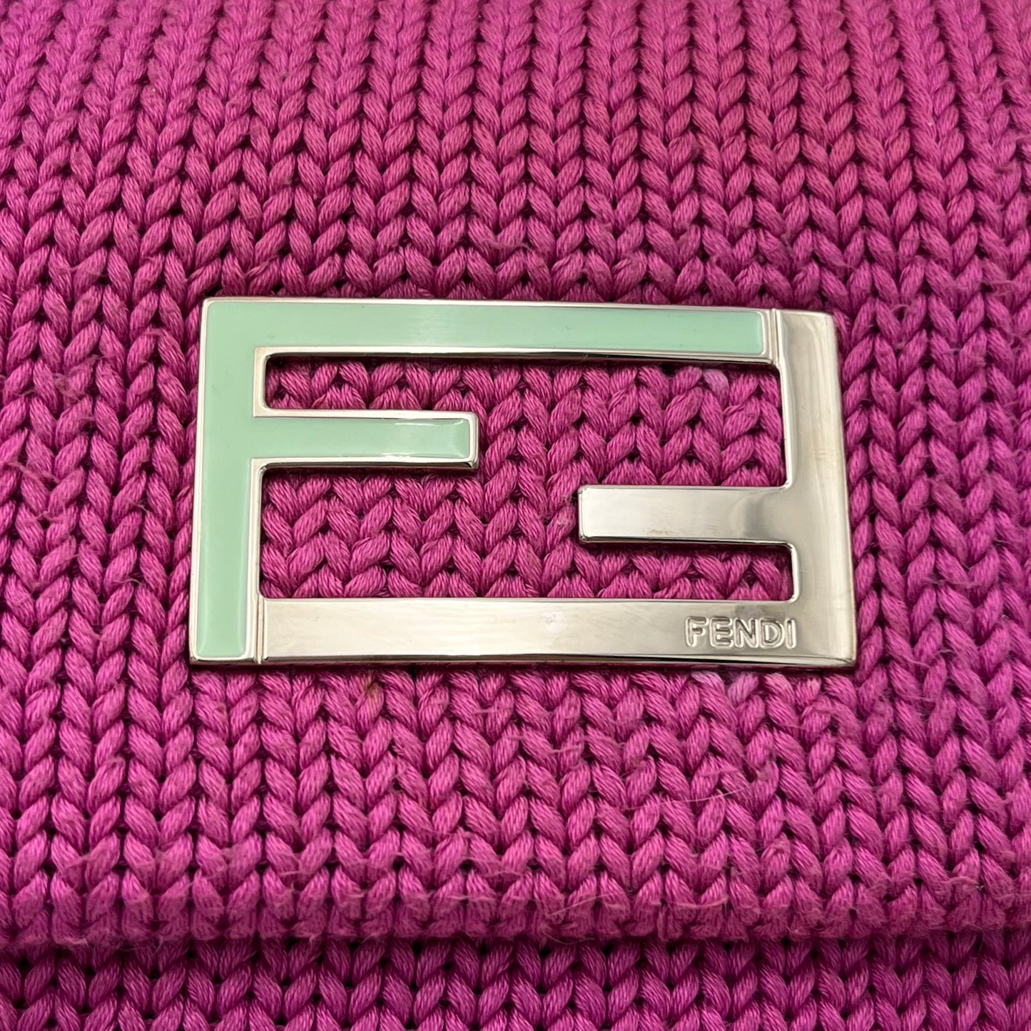 Fendi Fuchia Knitted Flap Baguette