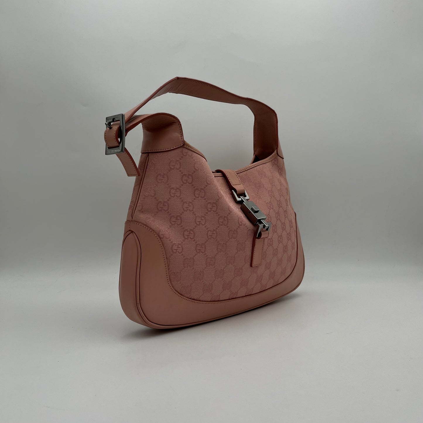 Gucci Pink Monogram Canvas and Leather Jackie