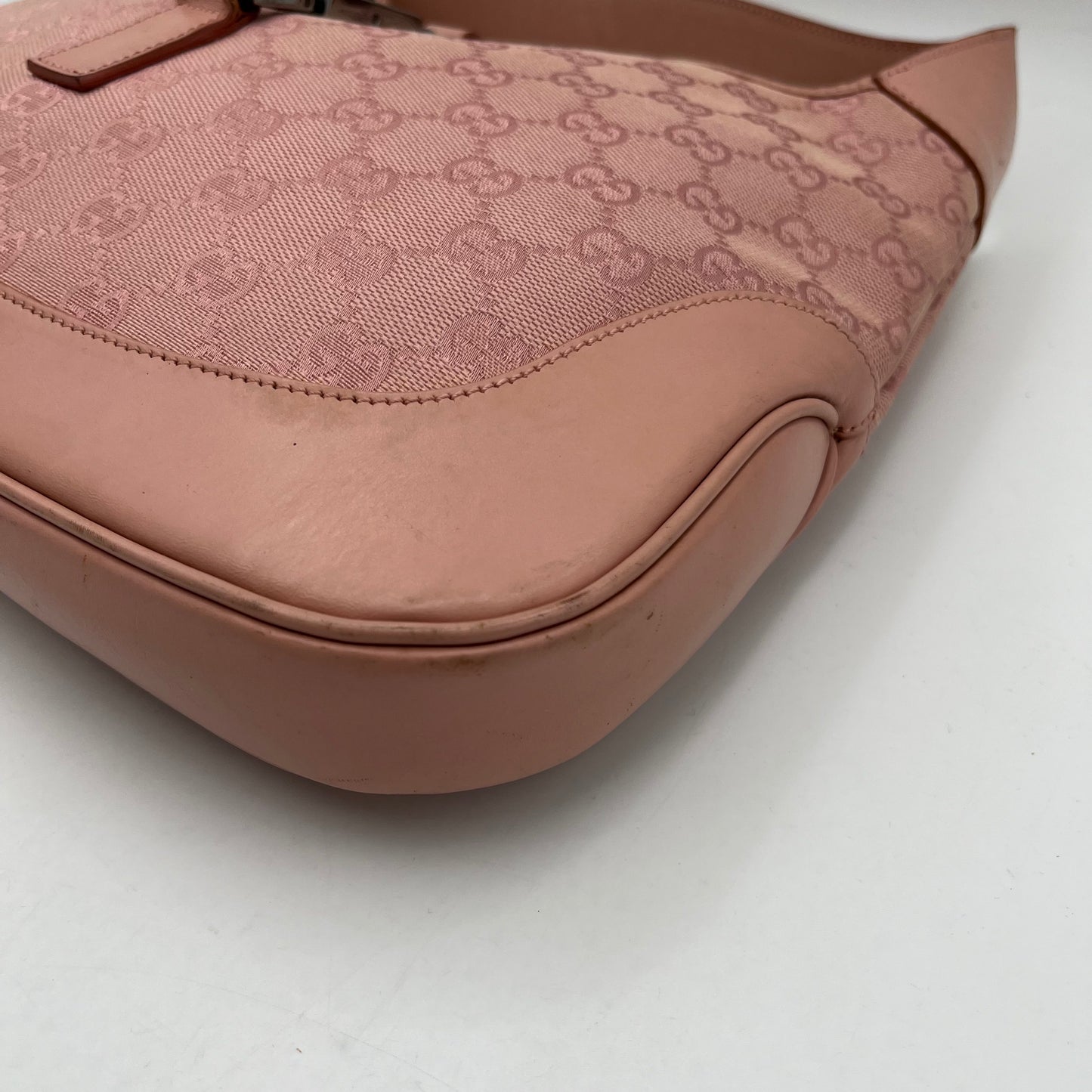 Gucci Pink Monogram Canvas and Leather Jackie