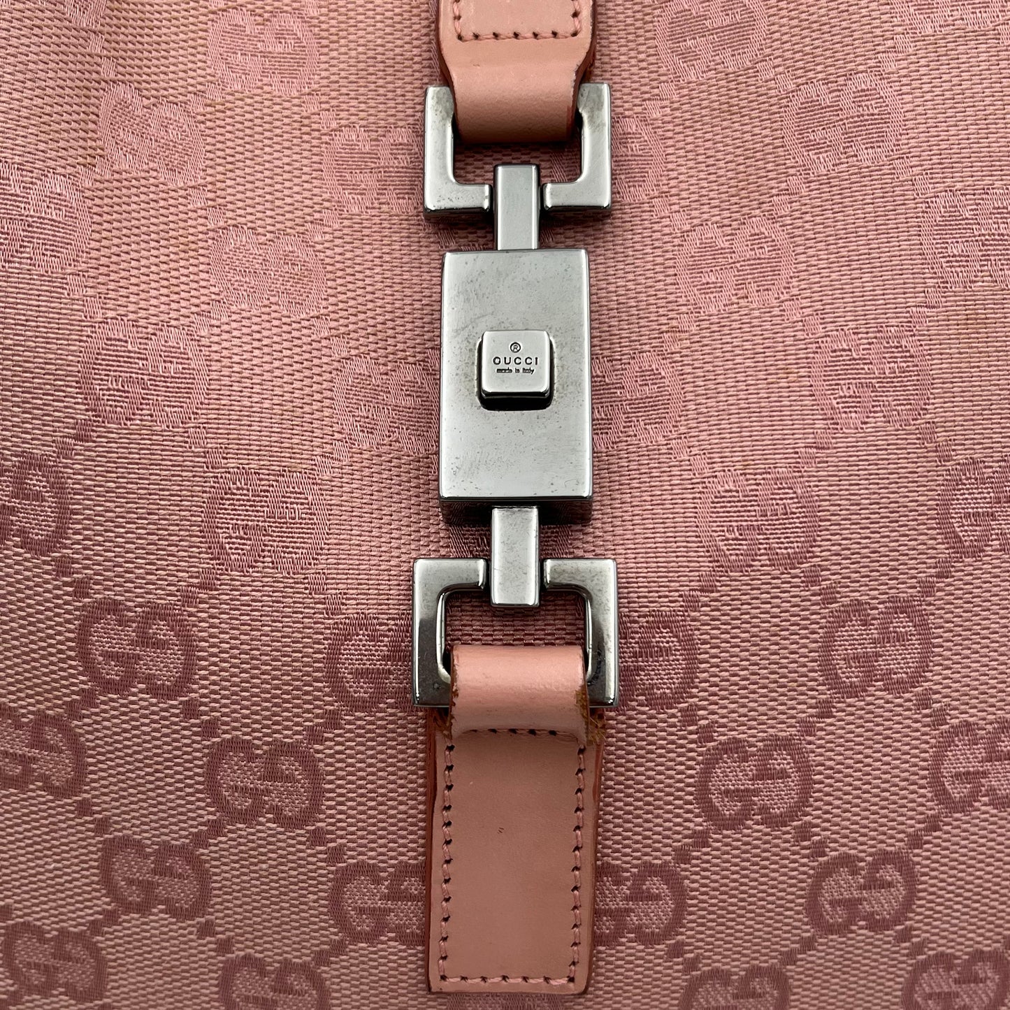 Gucci Pink Monogram Canvas and Leather Jackie