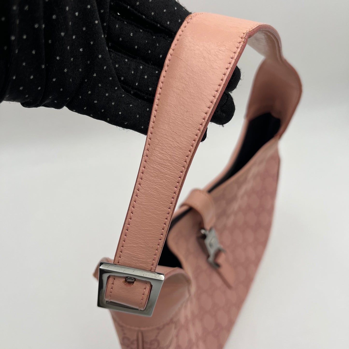Gucci Pink Monogram Canvas and Leather Jackie