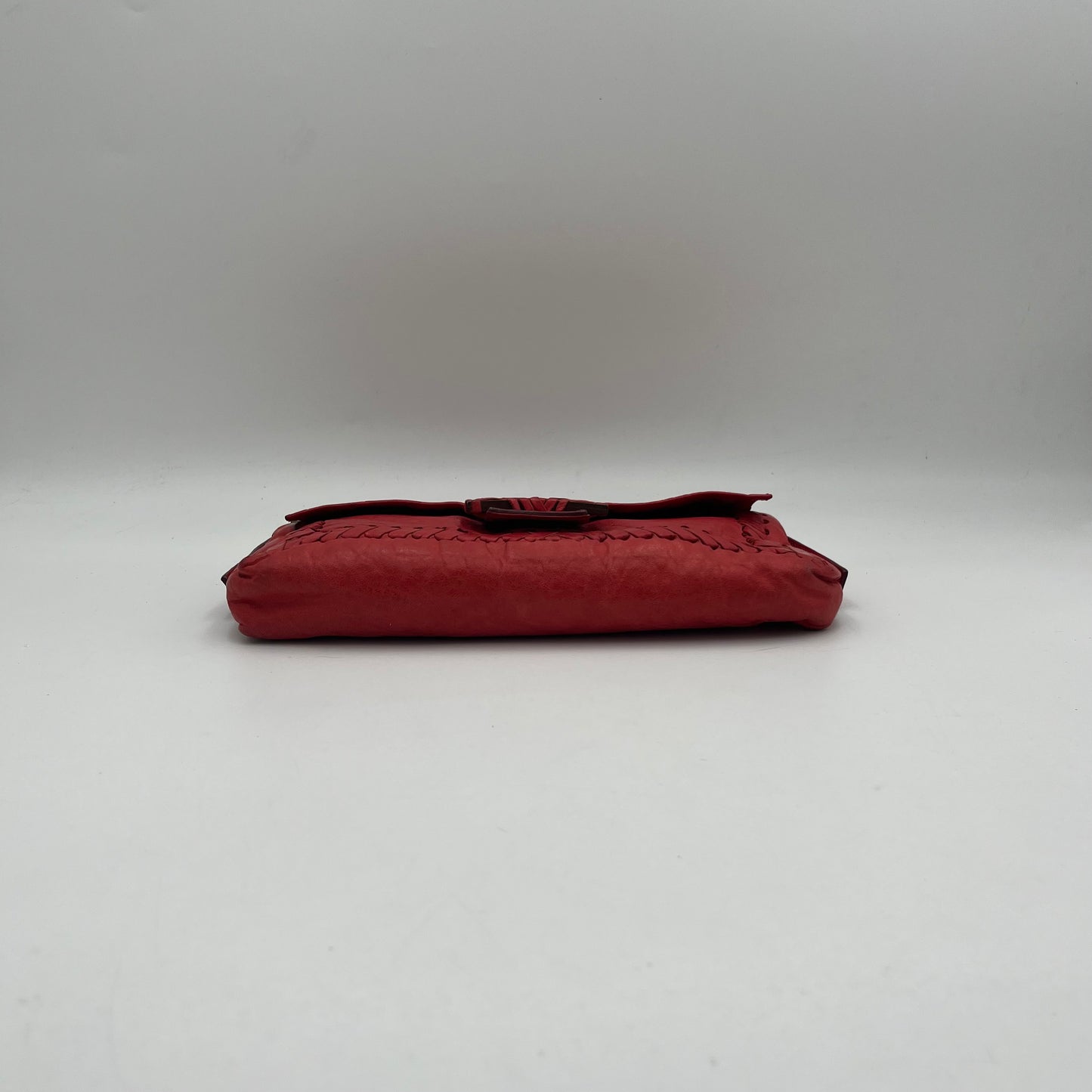 Fendi Red Leather Whipstitch Baguette