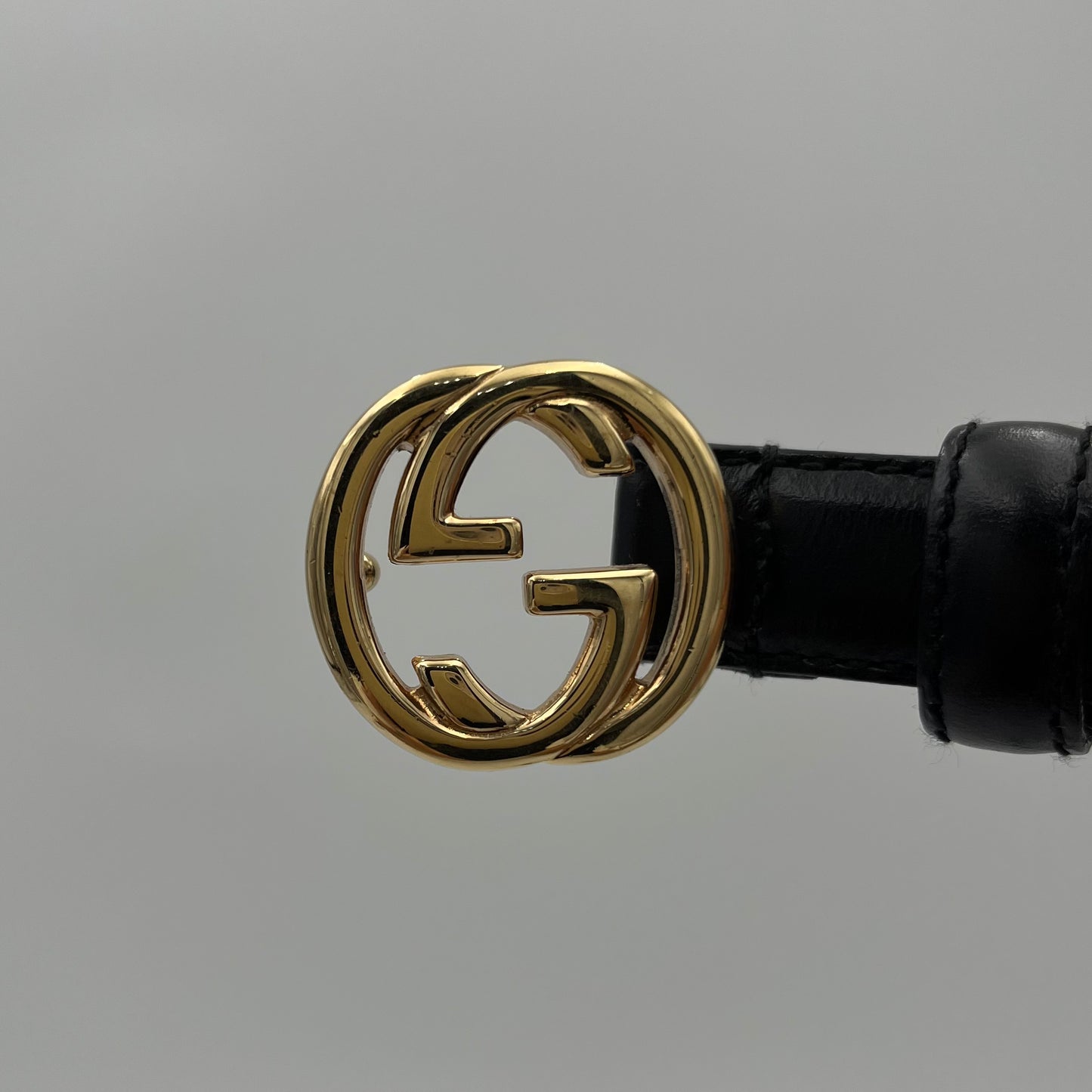 Gucci Black Leather Blondie Interlocking G Belt GWH Size 65