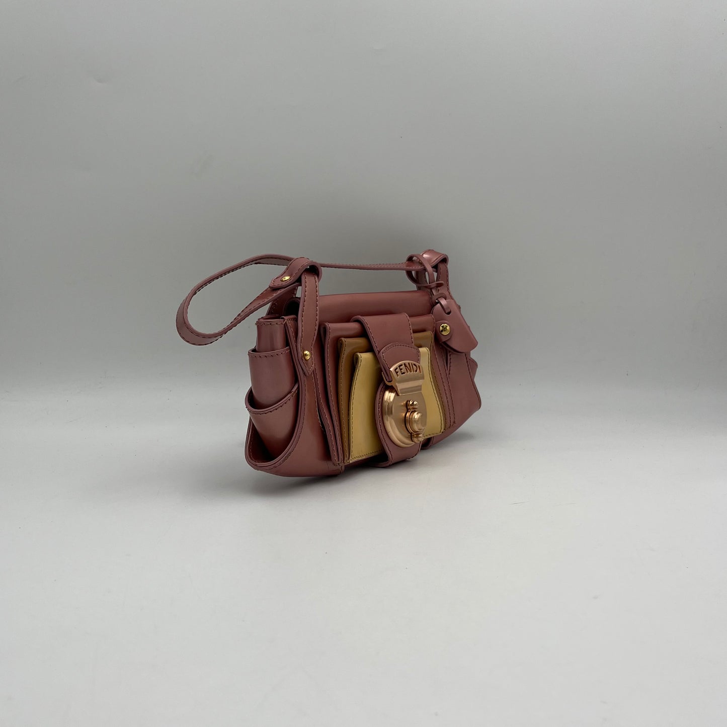 Fendi Pink Multicolor Patent Leather Baguette