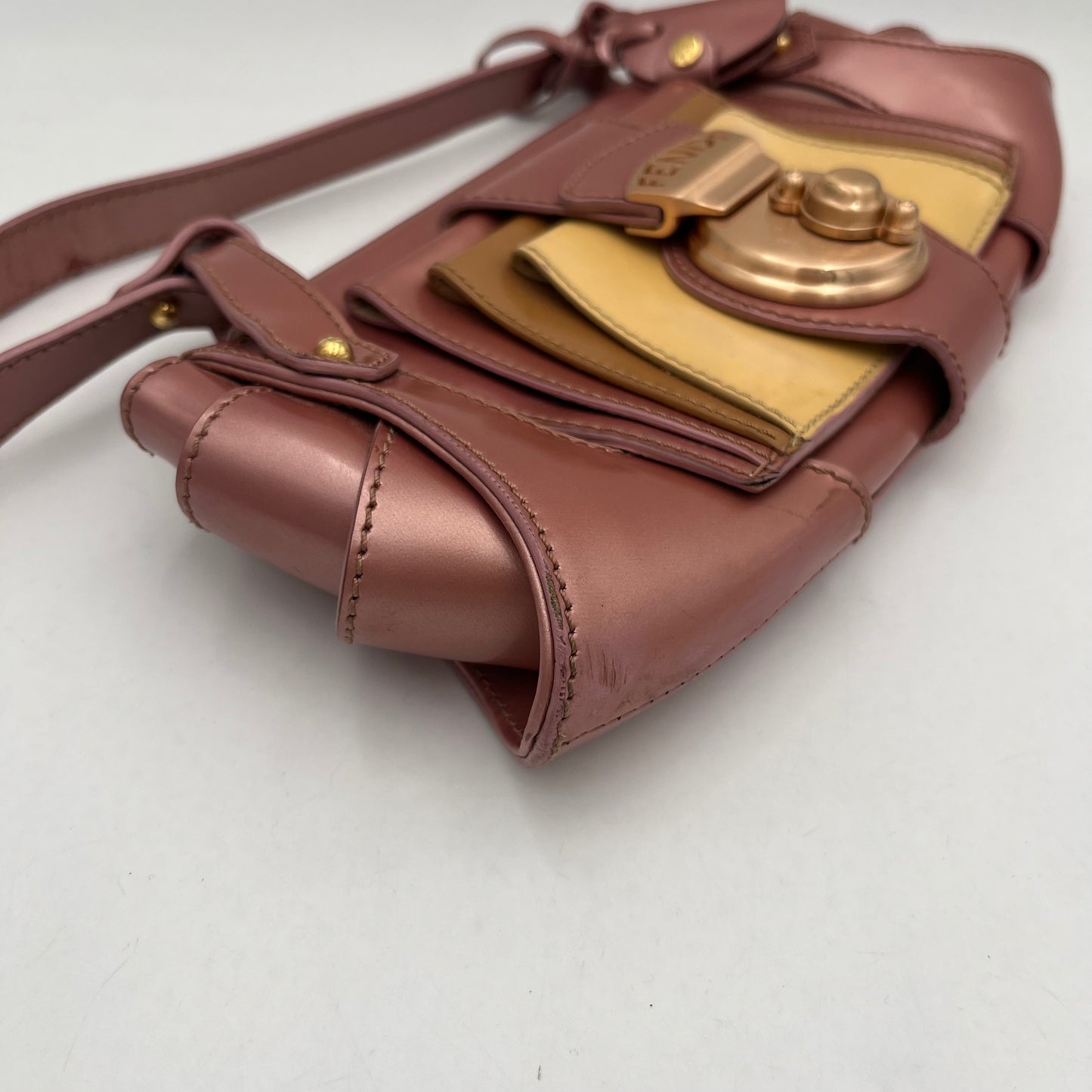Fendi Pink Multicolor Patent Leather Baguette