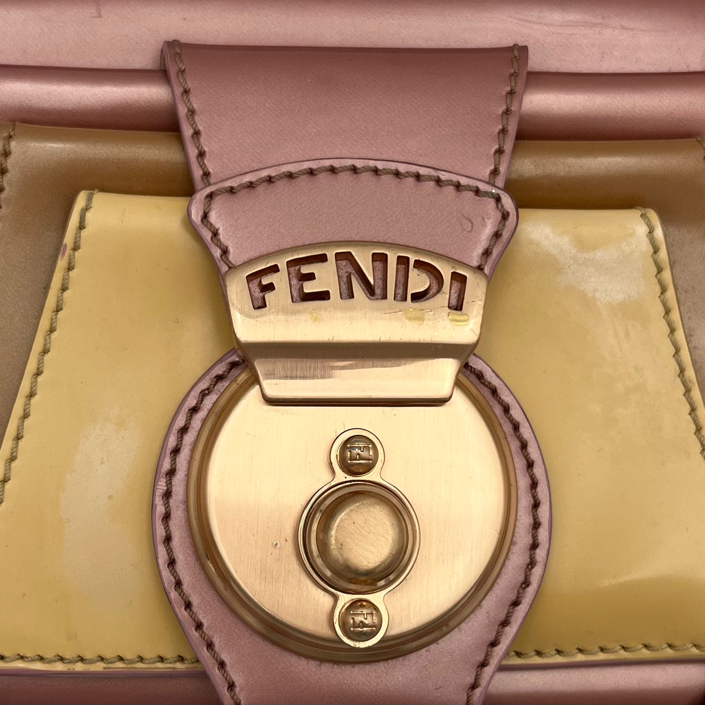 Fendi Pink Multicolor Patent Leather Baguette