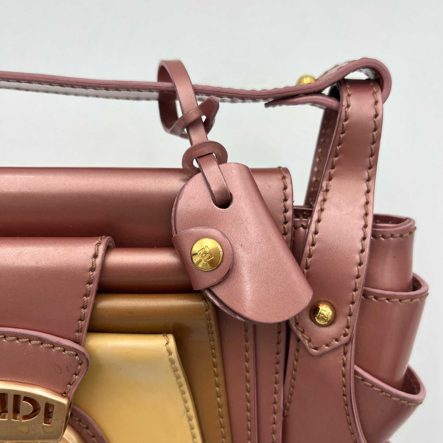 Fendi Pink Multicolor Patent Leather Baguette