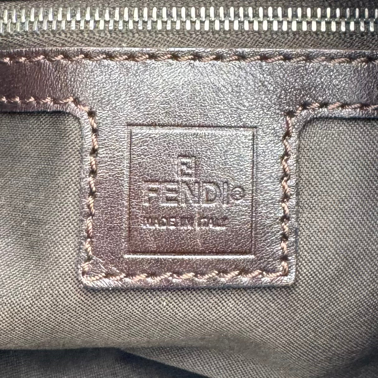 Fendi Tobacco Zucca Double Flap Baguette