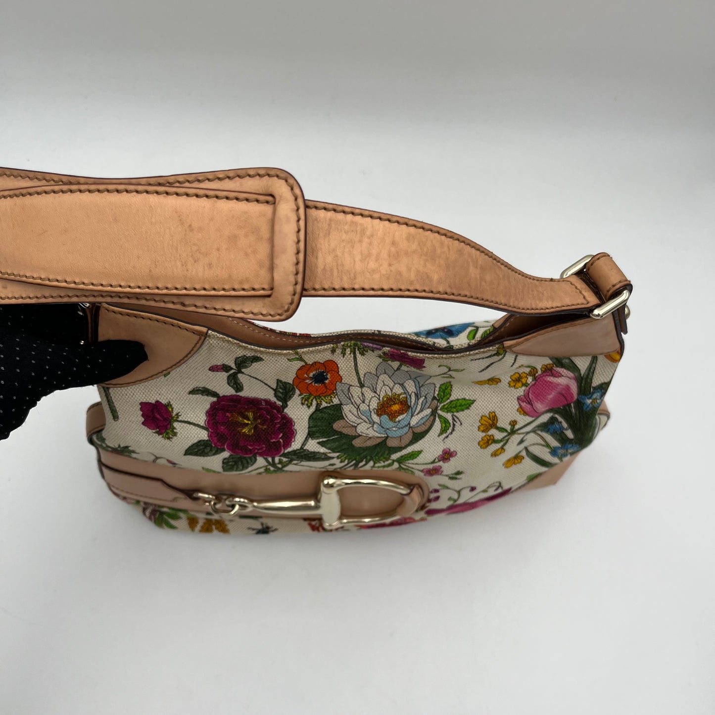 Gucci Floral Hasler Horsbit Hobo Shoulder Bag w/ dust bag