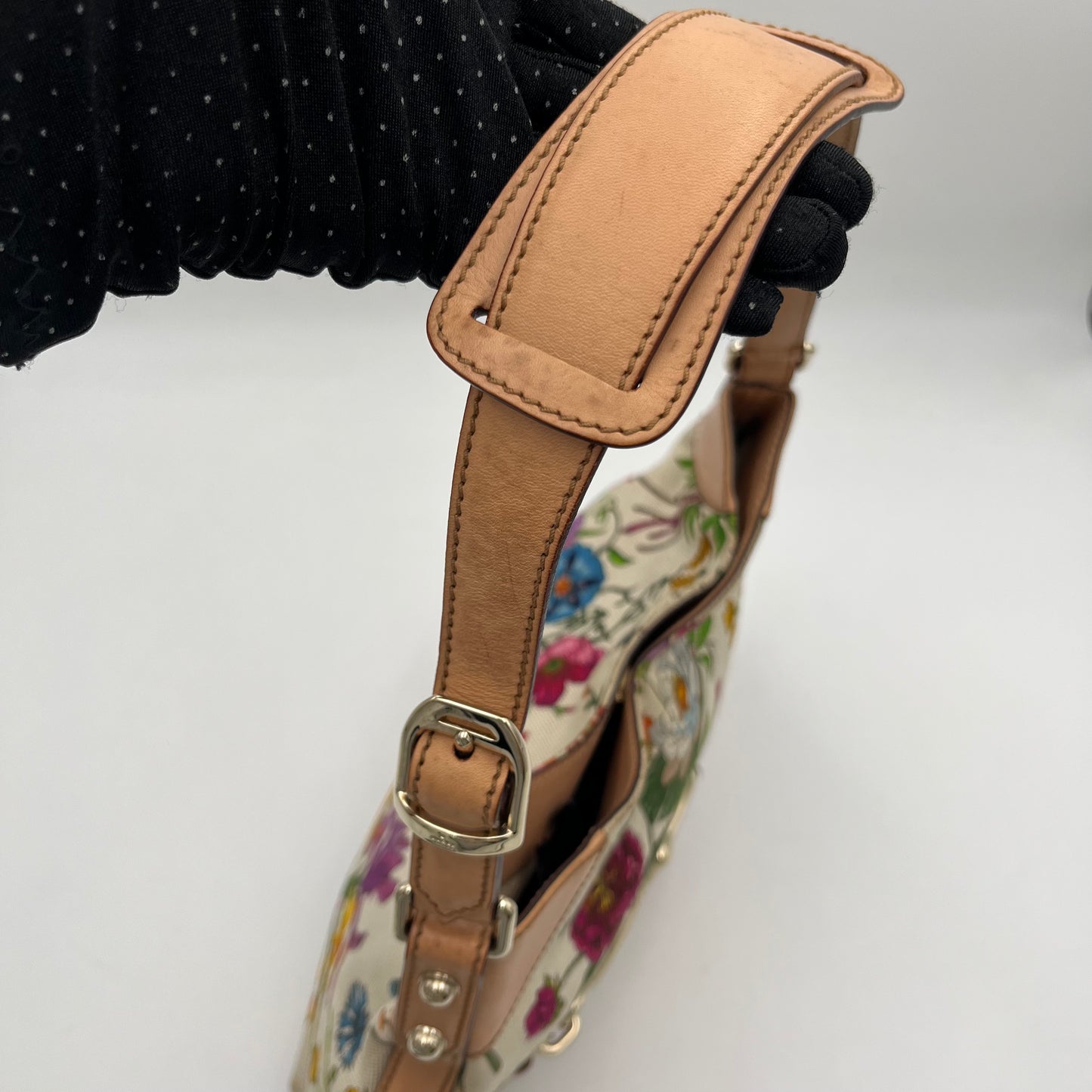 Gucci Floral Hasler Horsbit Hobo Shoulder Bag w/ dust bag