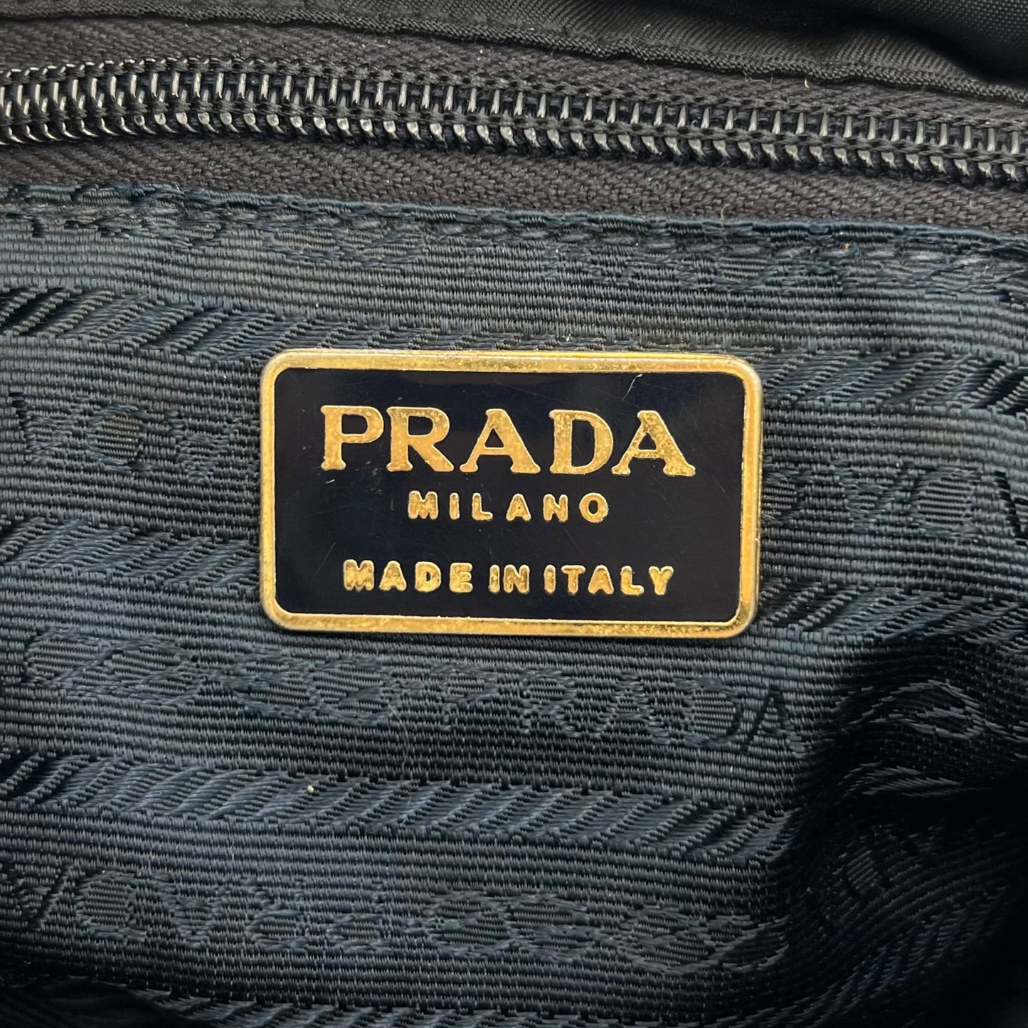 Prada Dark Blue Nylon and Leather Chain Backpack