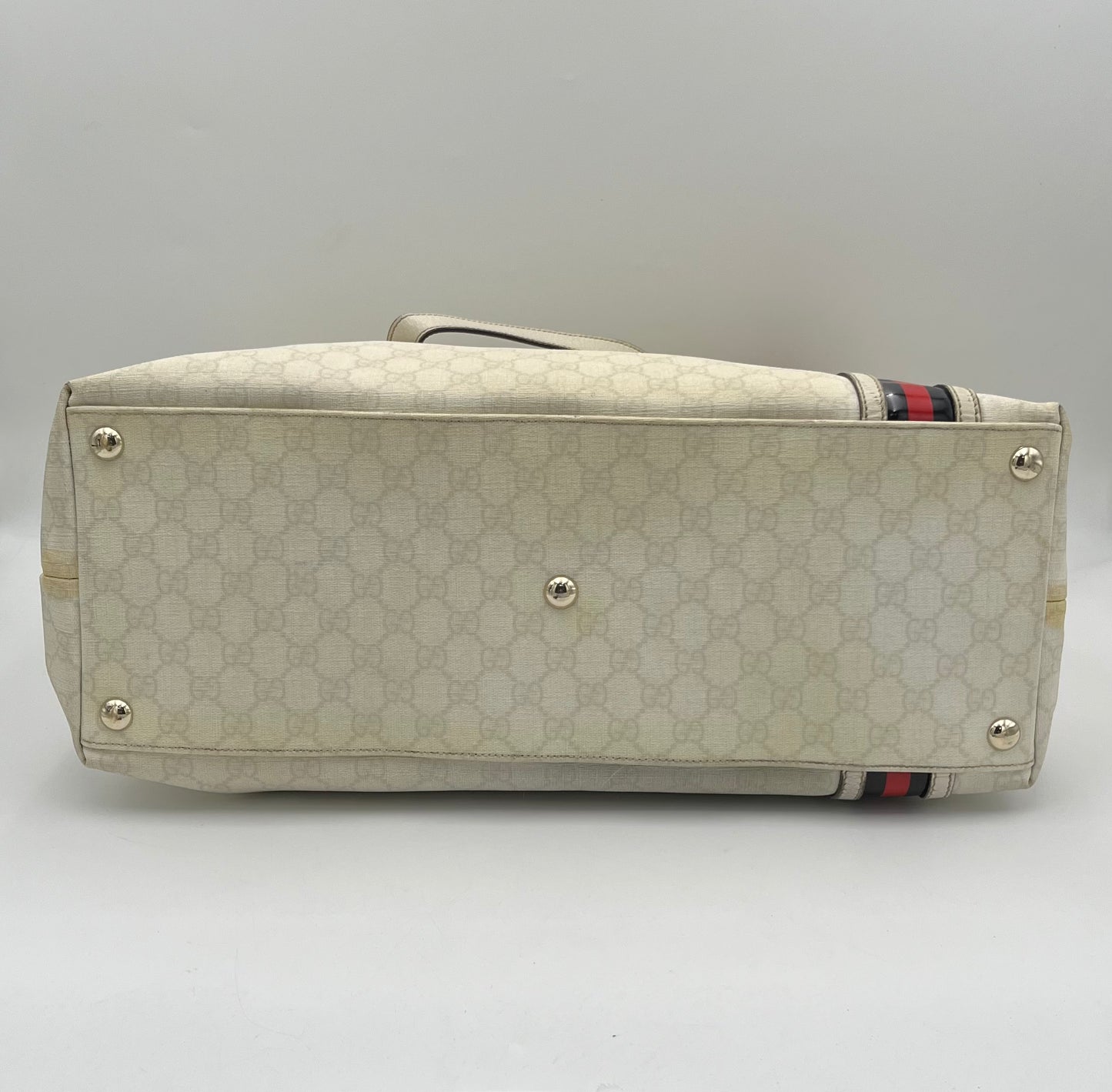 Gucci White Monogram PVC Sherryline Shopper Tote
