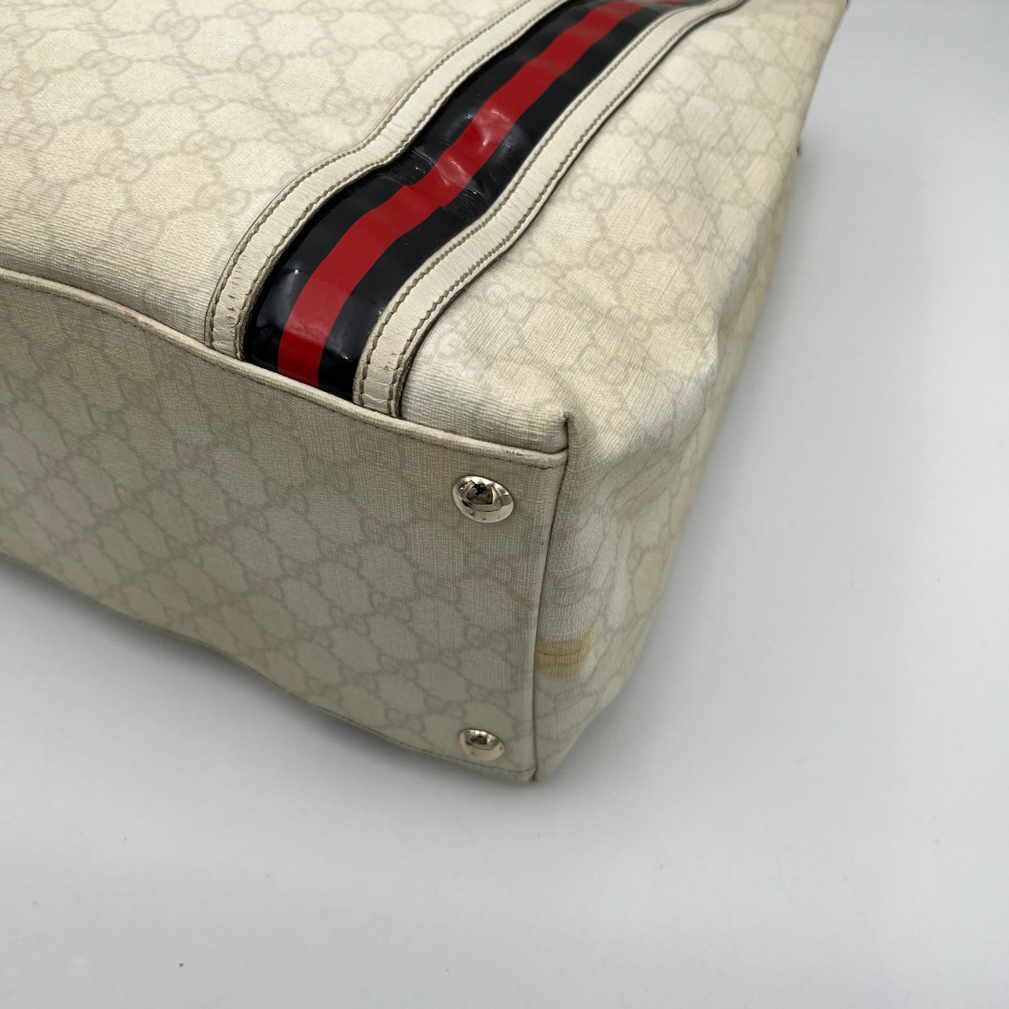 Gucci White Monogram PVC Sherryline Shopper Tote