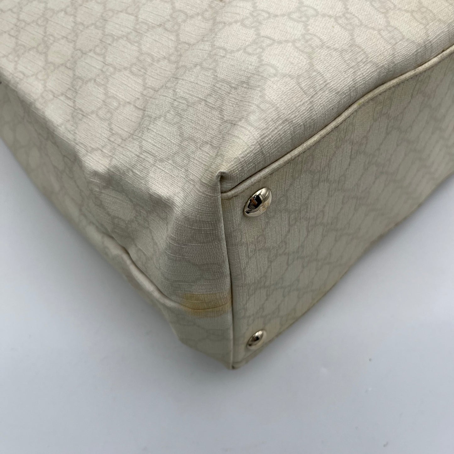 Gucci White Monogram PVC Sherryline Shopper Tote