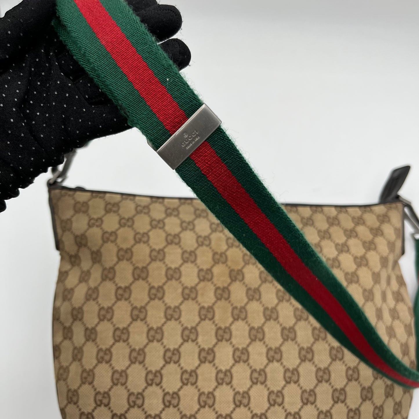 Gucci Monogram Canvas Web Sherryline Hobo Crossbody