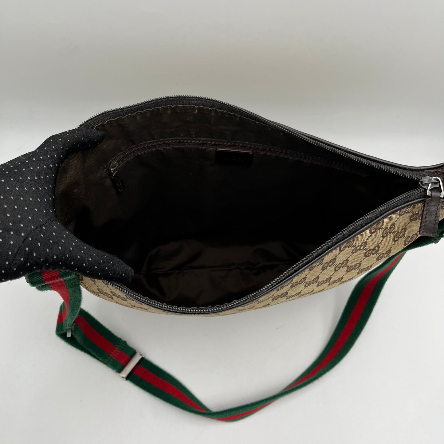 Gucci Monogram Canvas Web Sherryline Hobo Crossbody