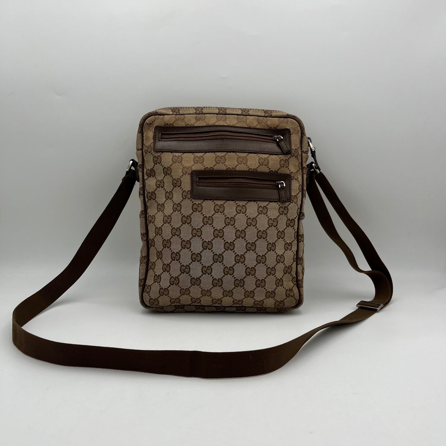 Gucci Brown Monogram Canvas x Leather Men's Crossbody