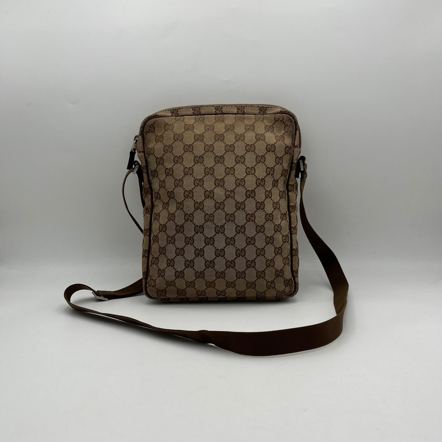 Gucci Brown Monogram Canvas x Leather Men's Crossbody