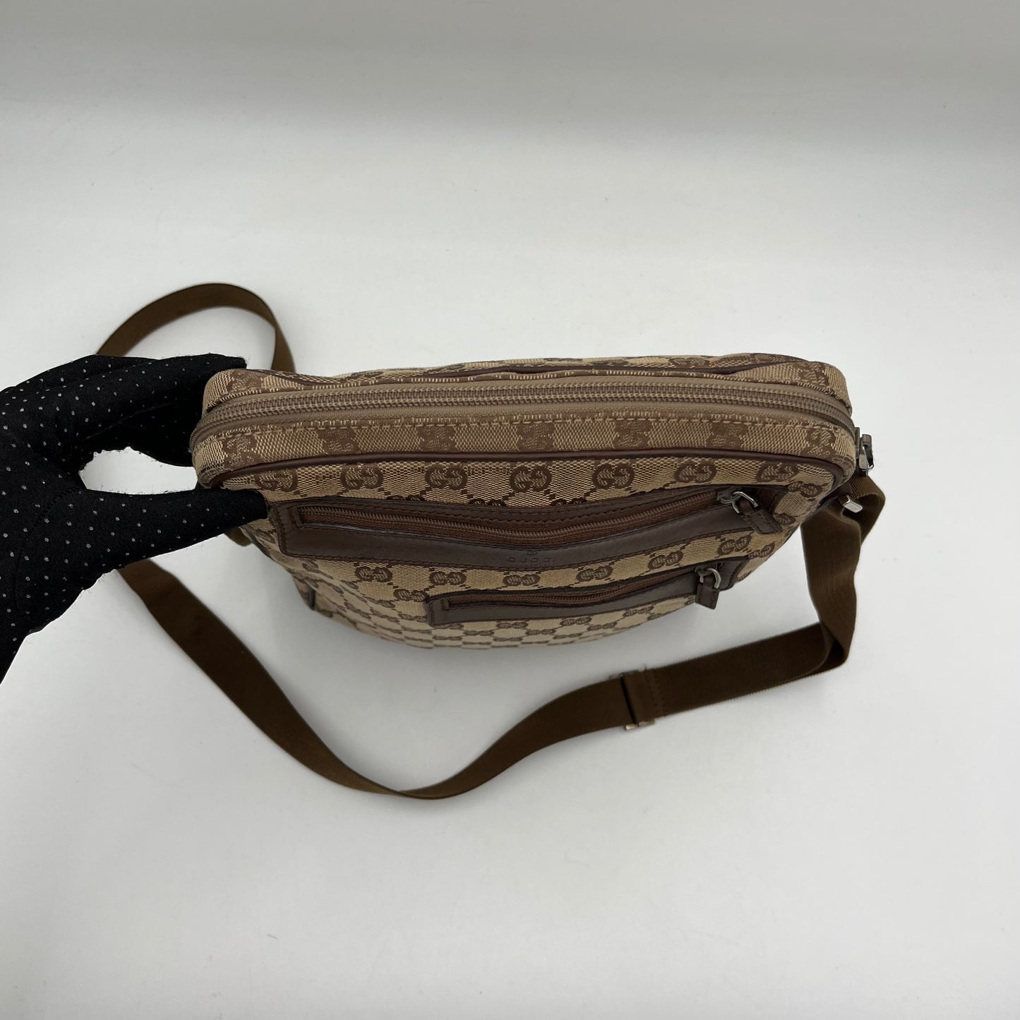 Gucci Brown Monogram Canvas x Leather Men's Crossbody