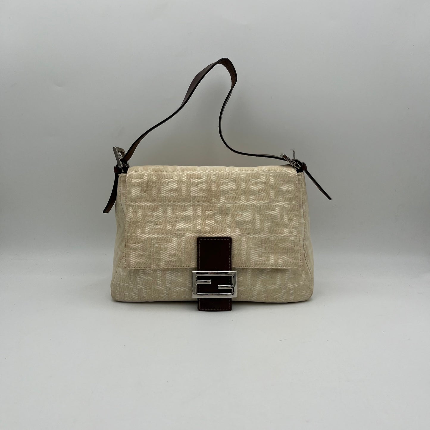 Fendi Ivory Zucca Mamma Baguette