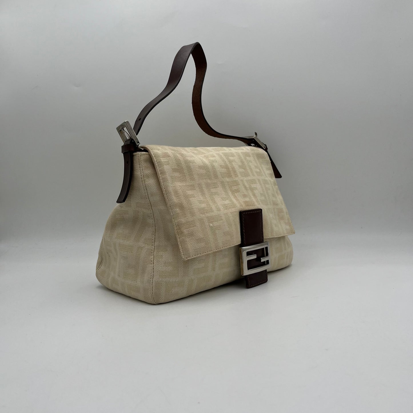 Fendi Ivory Zucca Mamma Baguette
