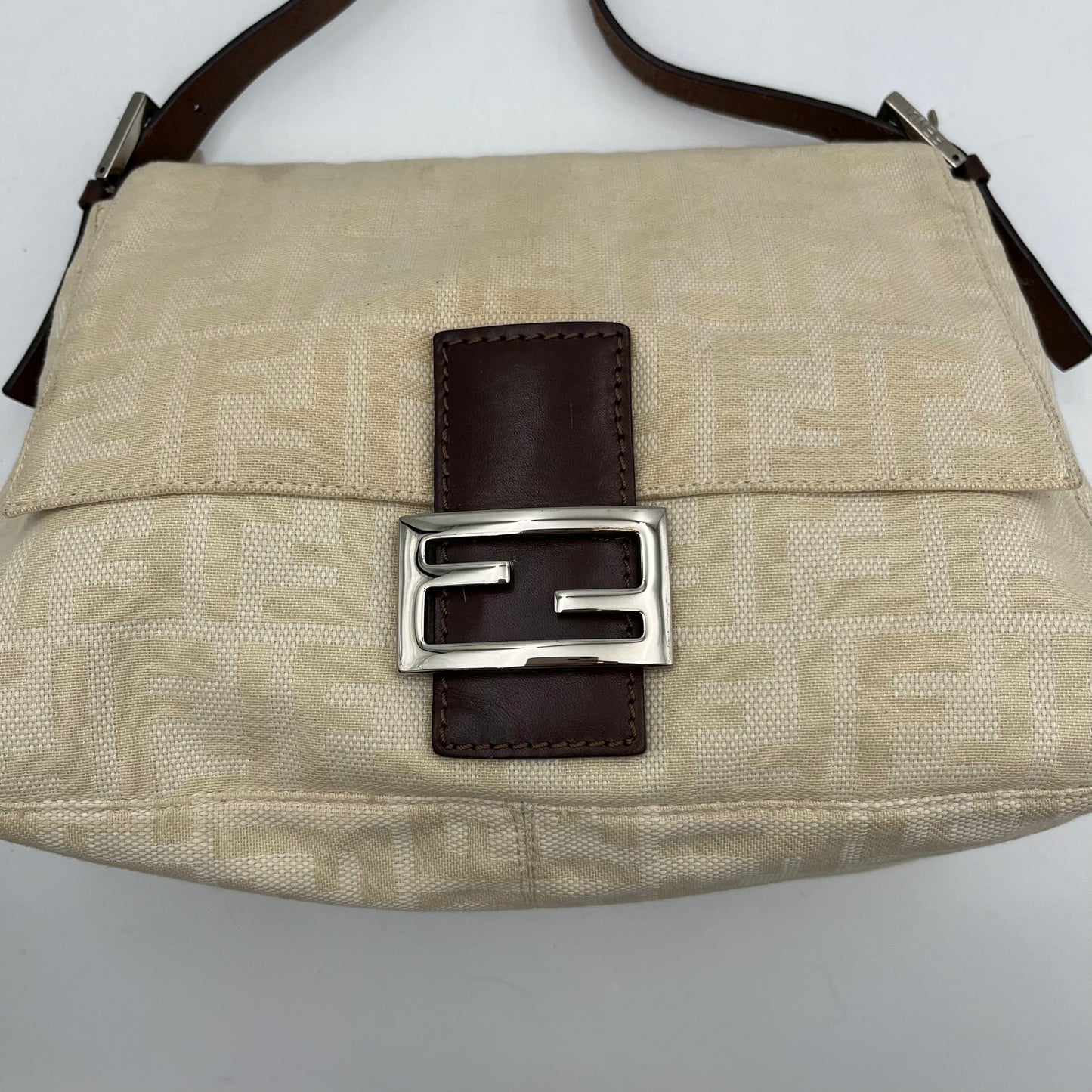 Fendi Ivory Zucca Mamma Baguette