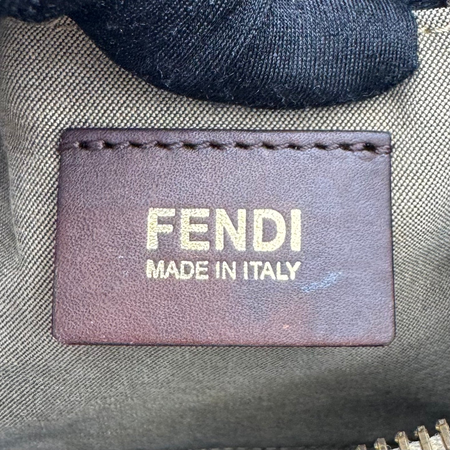 Fendi Brown Zucchino Beige Leather Canvas Boston 25