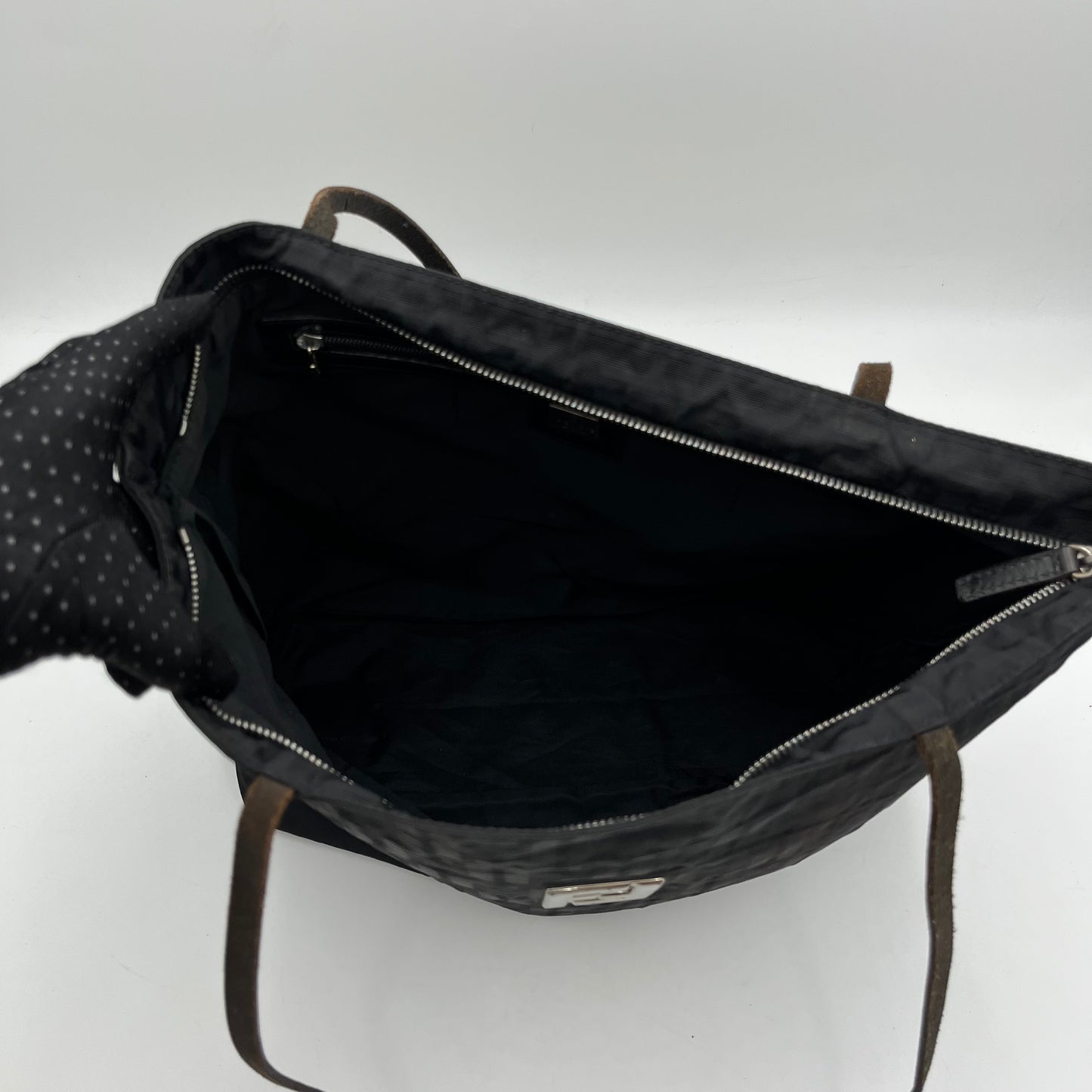 Fendi Black Zucca FF Zip Tote