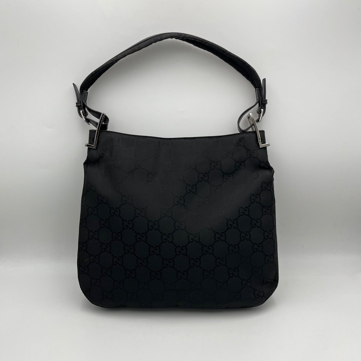 Gucci Black Monogram Nylon Large Hobo Bag