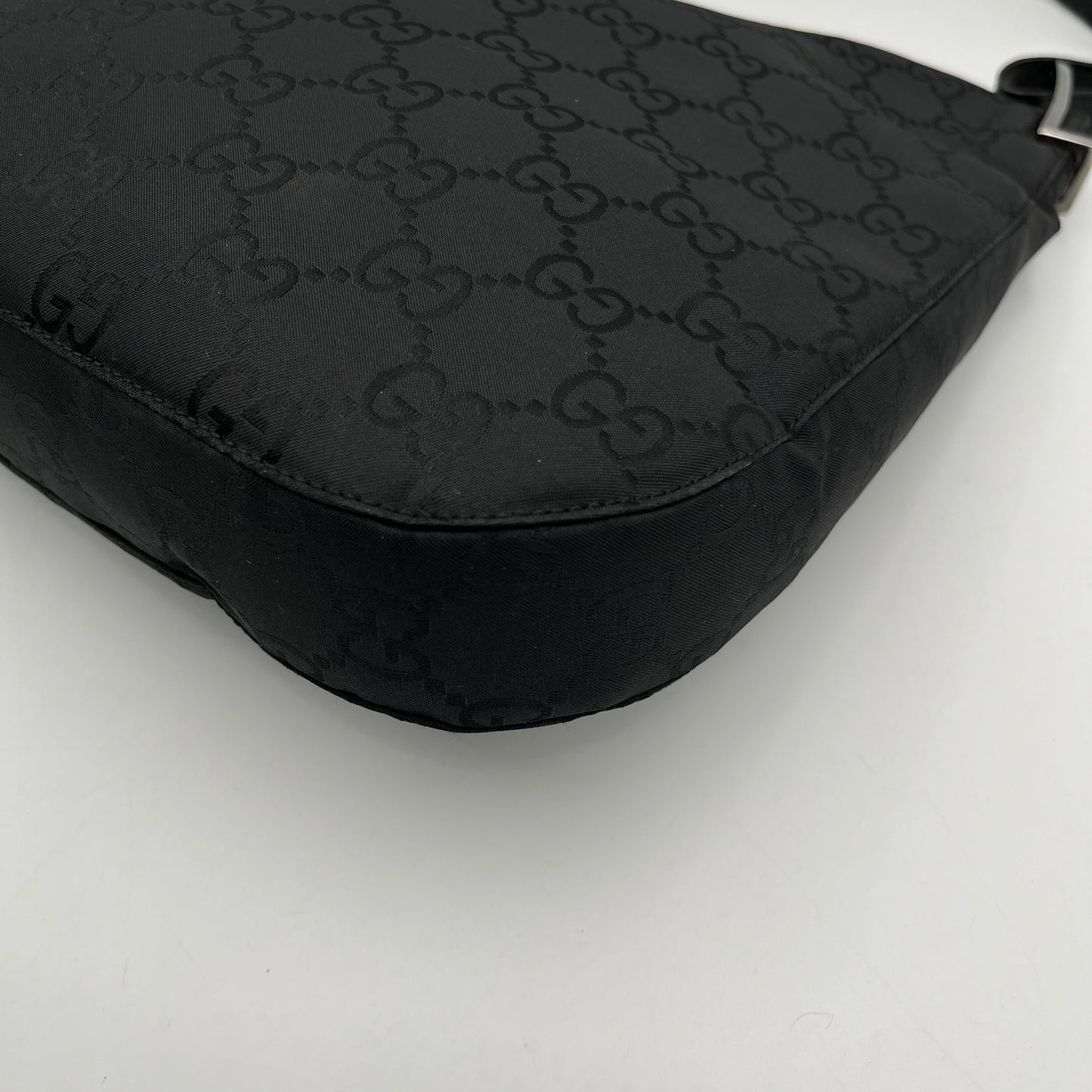 Gucci Black Monogram Nylon Large Hobo Bag