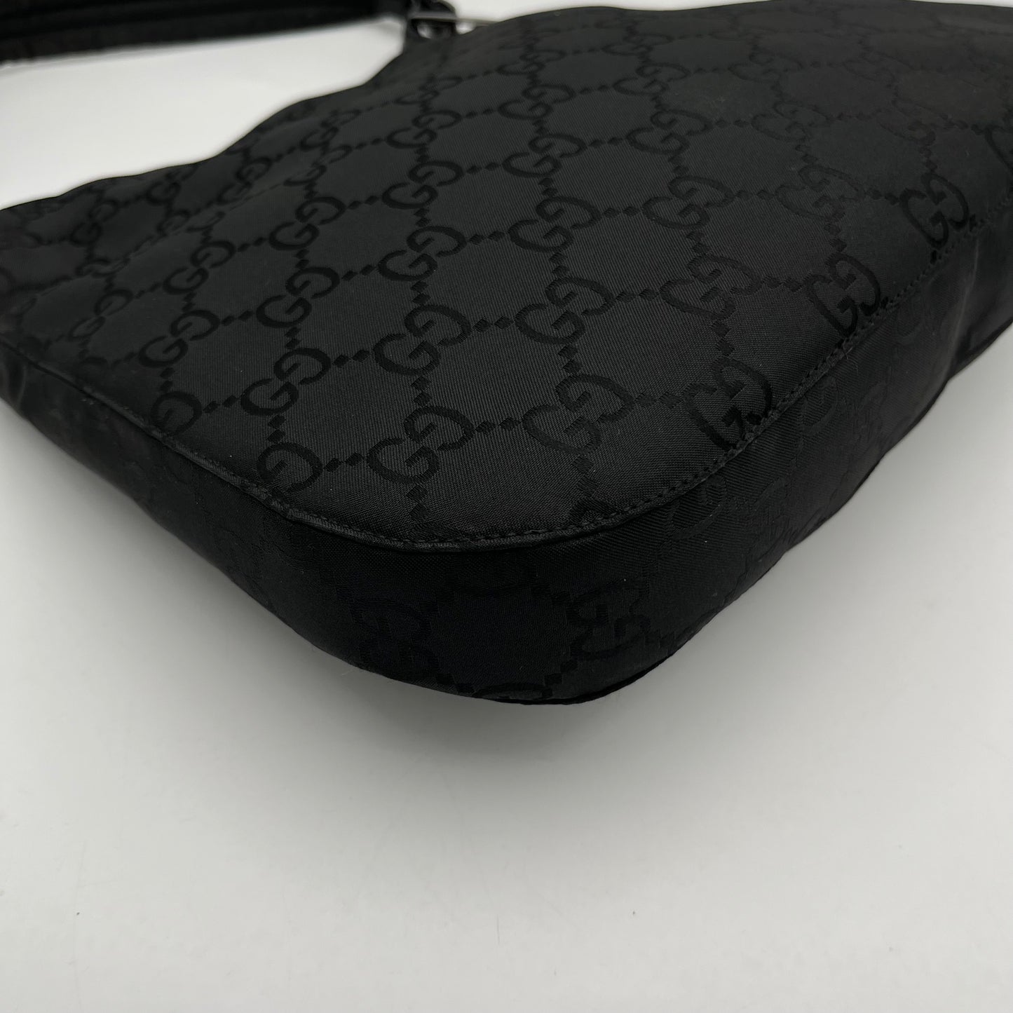 Gucci Black Monogram Nylon Large Hobo Bag