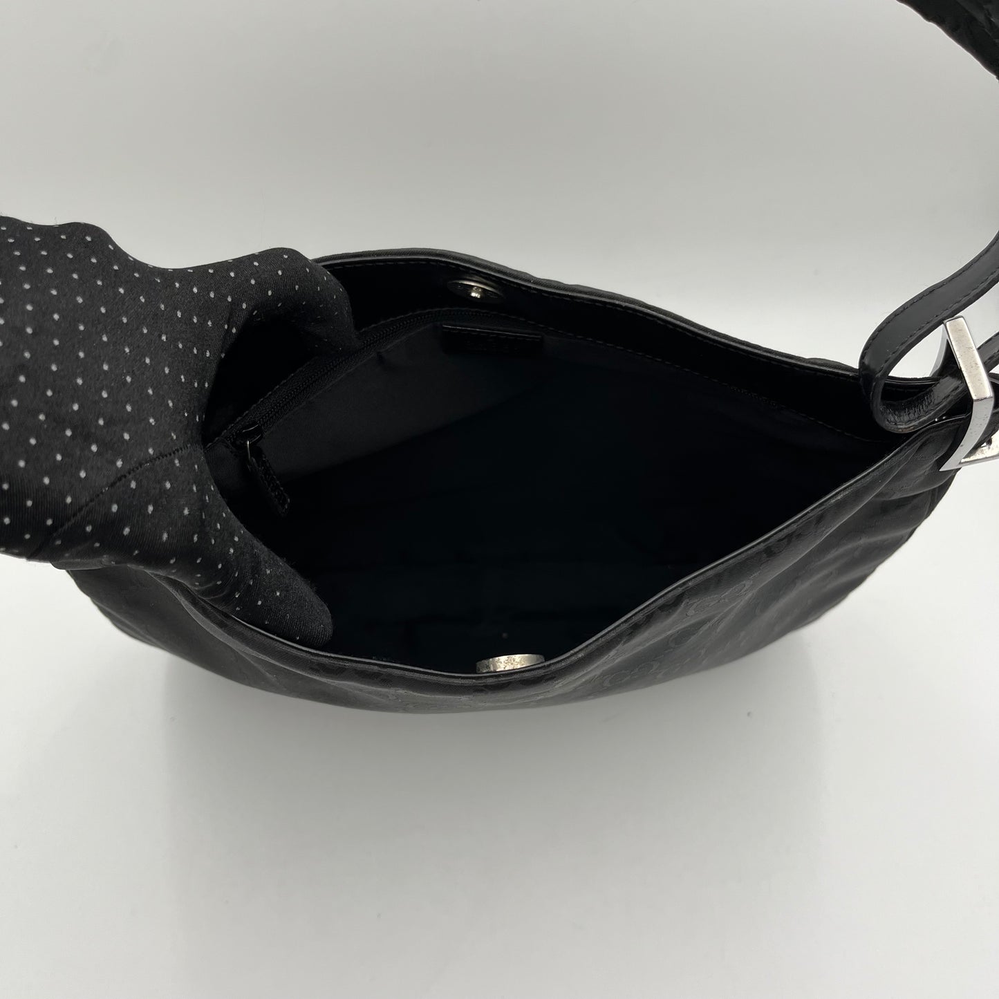 Gucci Black Monogram Nylon Large Hobo Bag