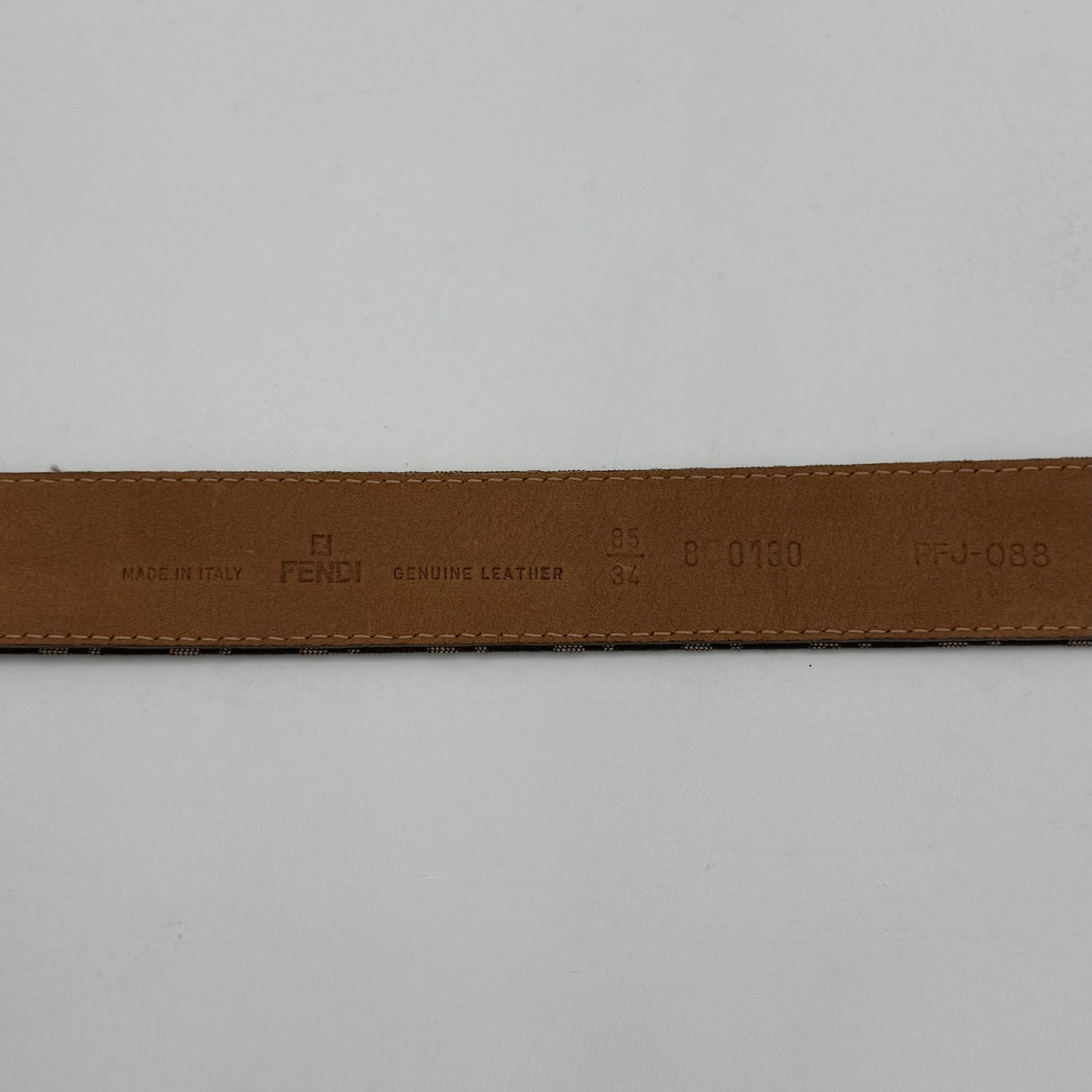 Fendi Brown Zucchino Canvas amd Leather FF Buckle Belt