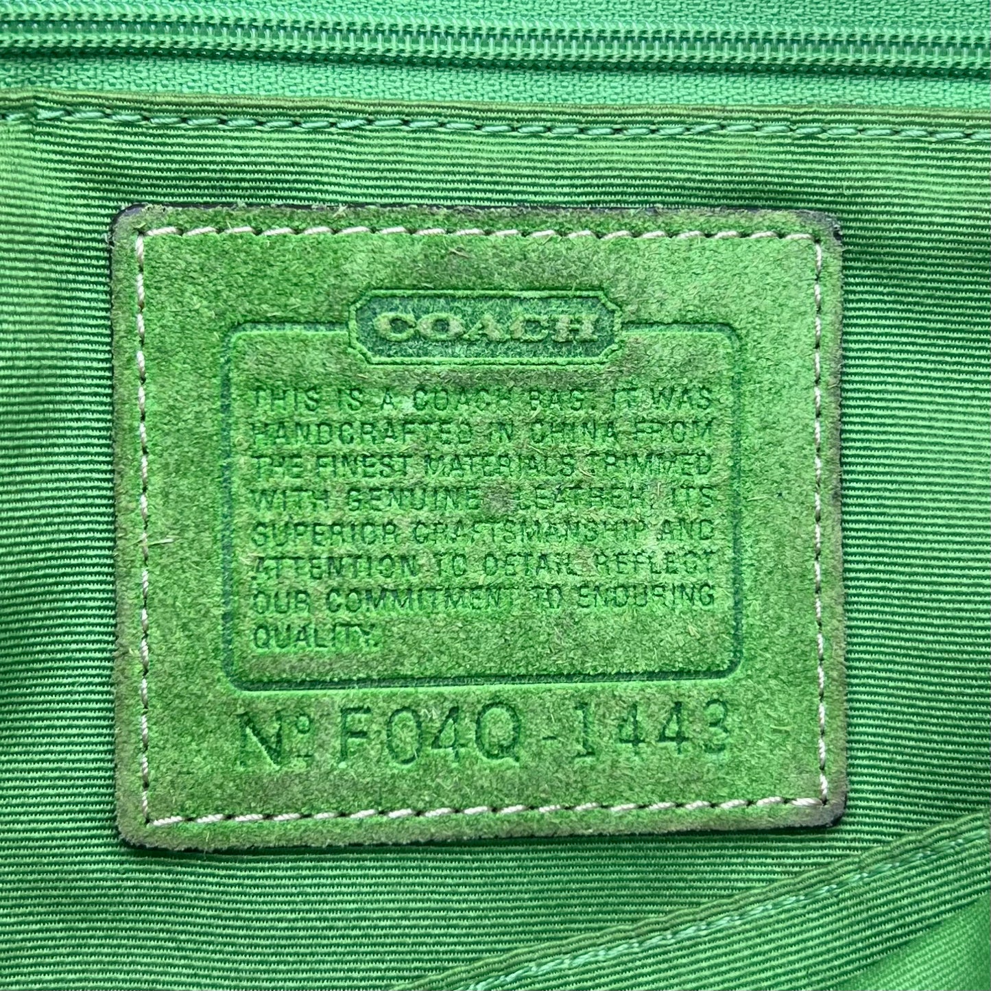 Coach Signature Canvas Green Suede Tote