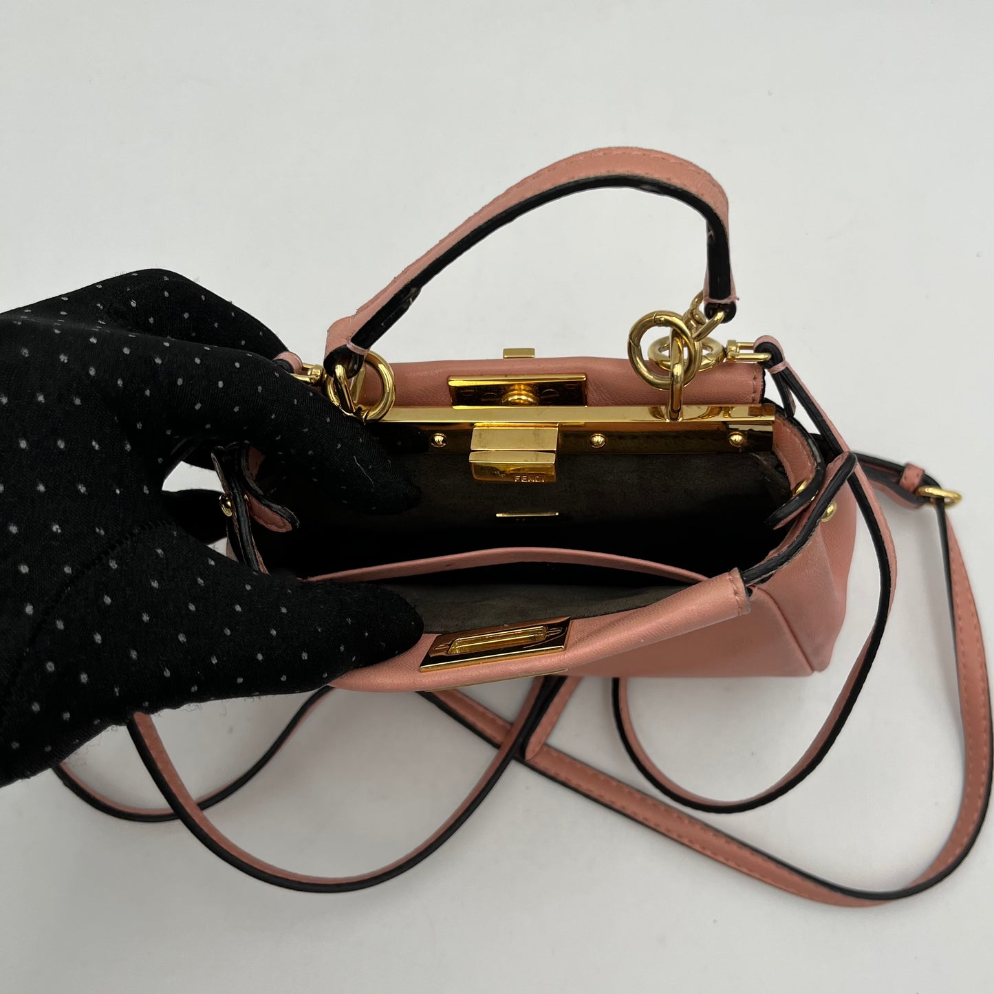 Fendi Pink Leather Micro Peekaboo