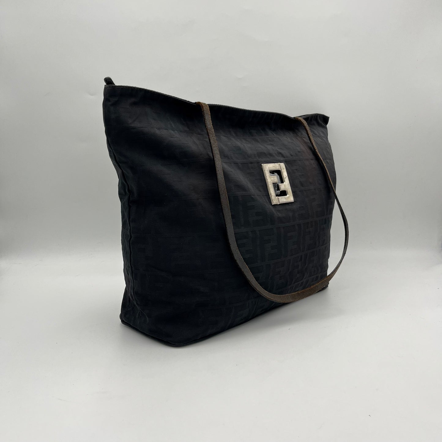 Fendi Black Zucca FF Zip Tote