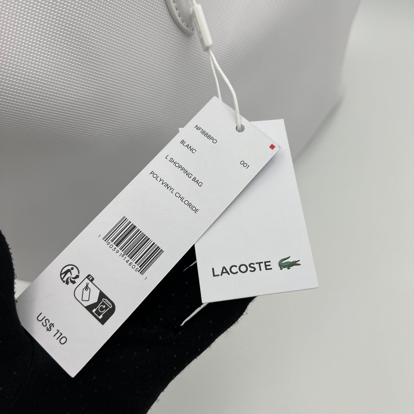 Lacoste White Shopping Tote Bag