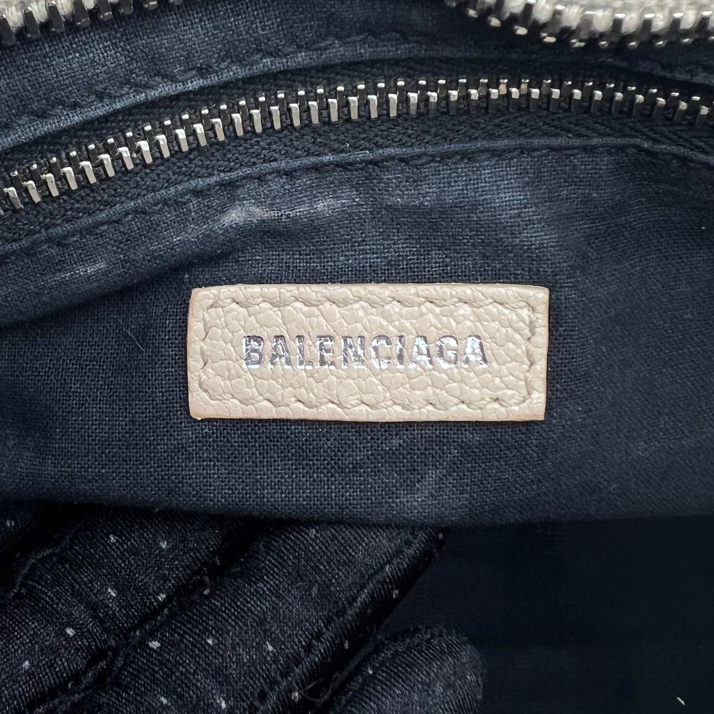 Balenciaga Beige Leather Metallic Edge Small City