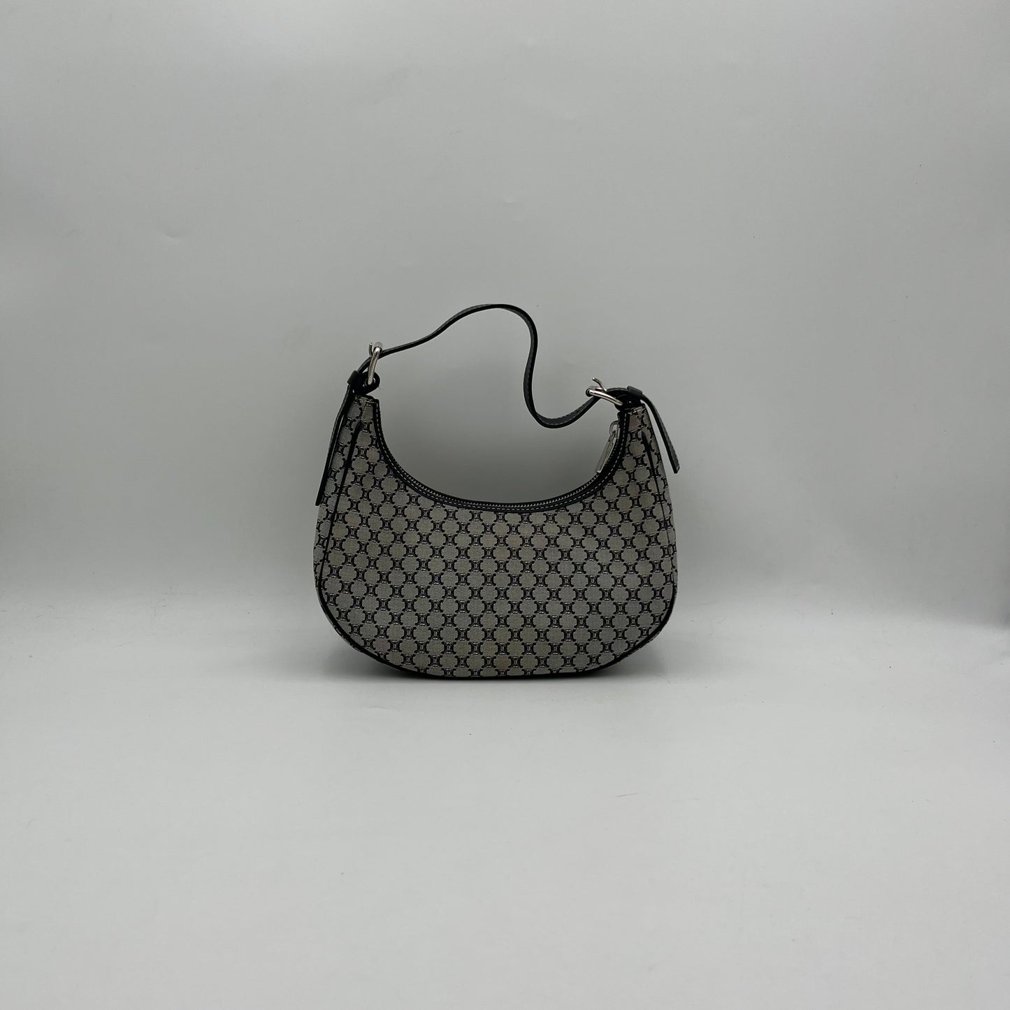 Celine Paris Gray Macadam Canvas Ava Hobo Baguette