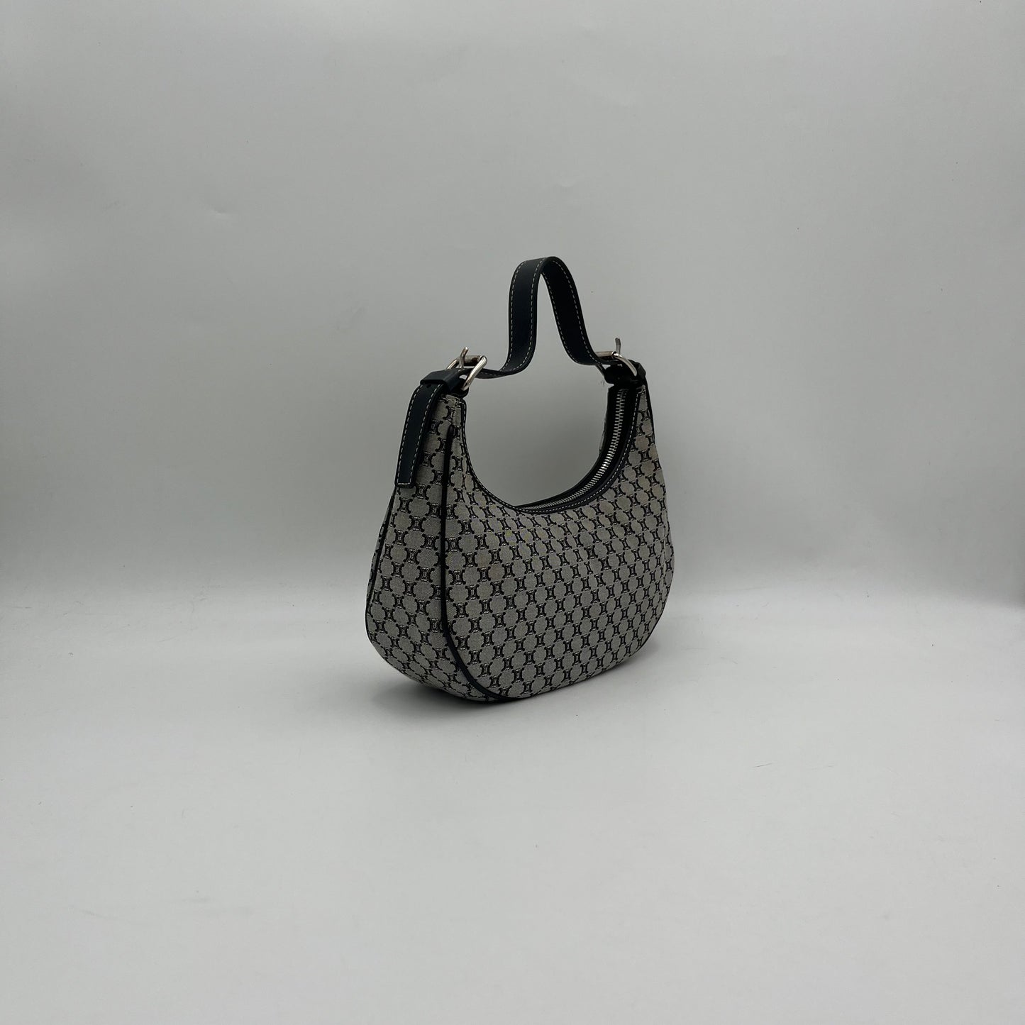 Celine Paris Gray Macadam Canvas Ava Hobo Baguette