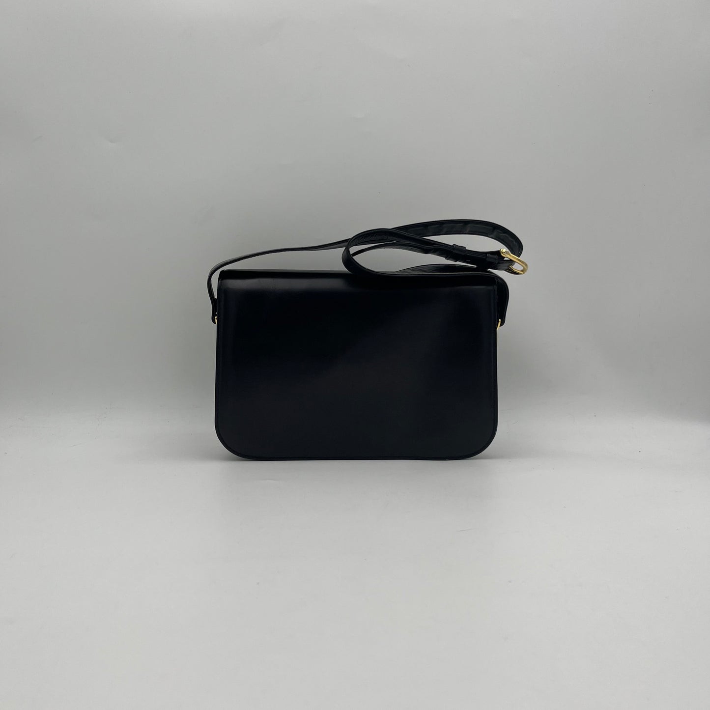 Celine Paris Horse Carriage Black Leather Box Shoulder Bag